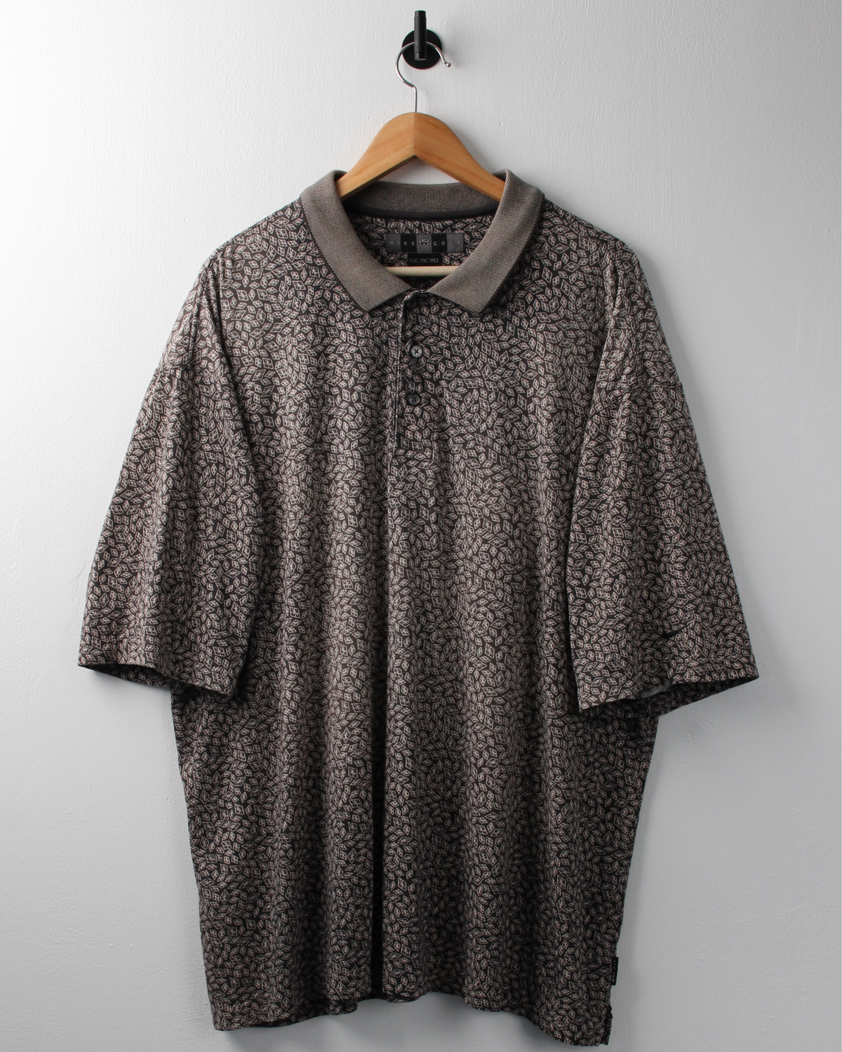 00s Nike Brown Abstract Polo (XXL)