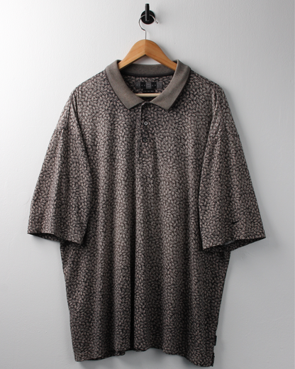 00s Nike Brown Abstract Polo (XXL)