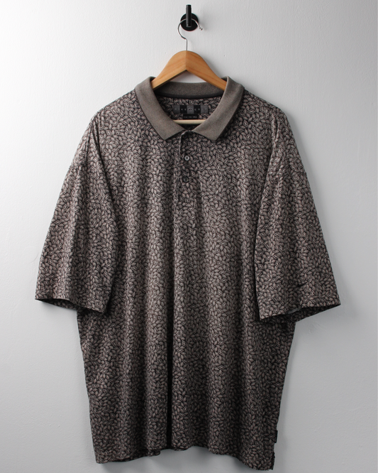 00s Nike Brown Abstract Polo (XXL)
