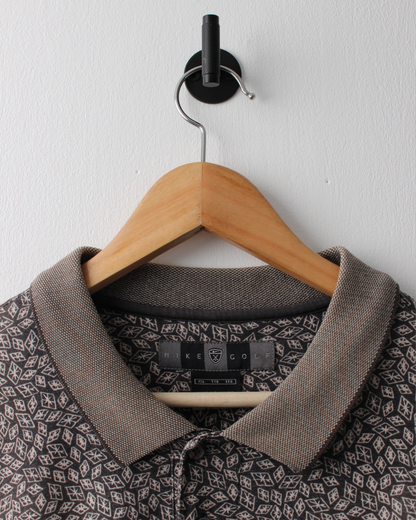 00s Nike Brown Abstract Polo (XXL)
