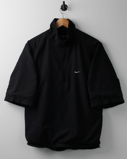 00s Nike Shield Logo Black Short Sleeved Windbreaker (M)