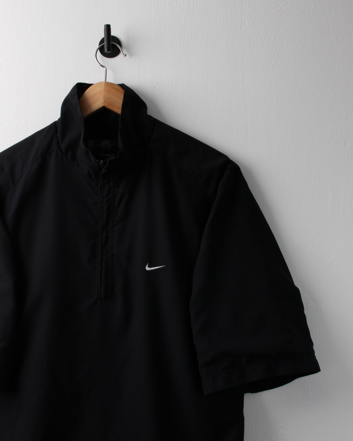 00s Nike Shield Logo Black Short Sleeved Windbreaker (M)