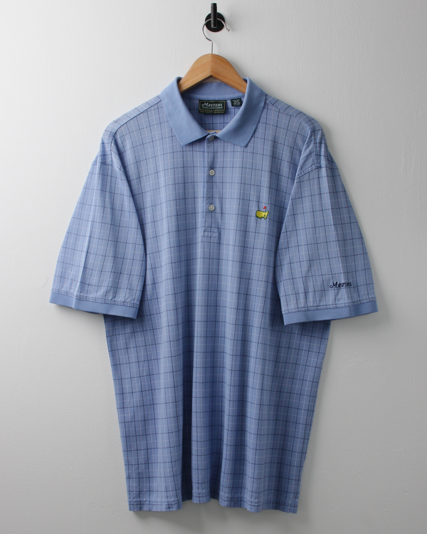 90s Masters Light Blue Chequered Polo (L)