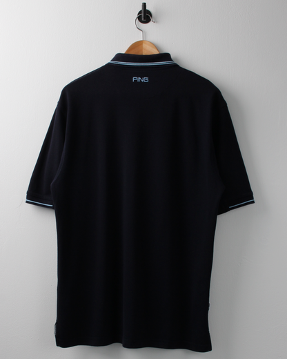 90s Ping ‘Mr Ping’ Logo Navy Polo (M)