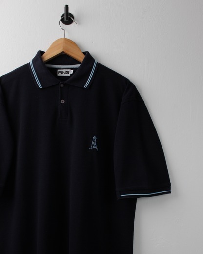 90s Ping ‘Mr Ping’ Logo Navy Polo (M)