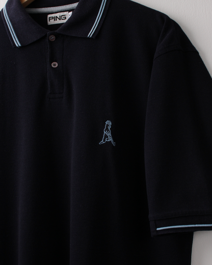 90s Ping ‘Mr Ping’ Logo Navy Polo (M)