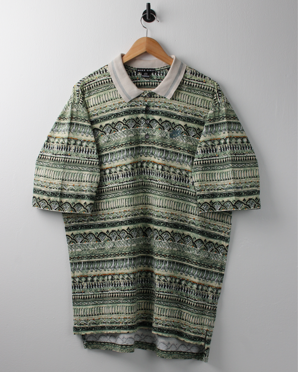 90s Nike Green & Cream Abstract Polo (L)