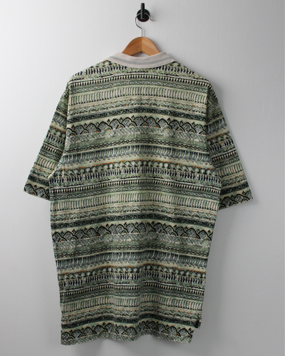 90s Nike Green & Cream Abstract Polo (L)