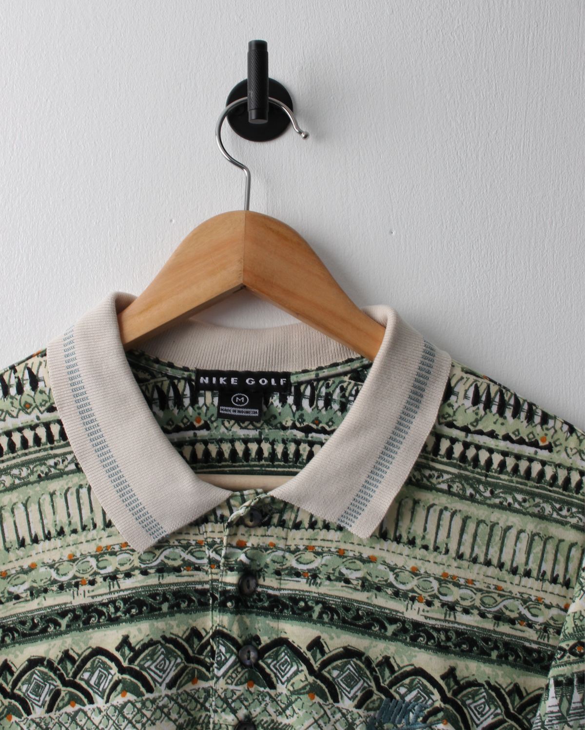 90s Nike Green & Cream Abstract Polo (L)