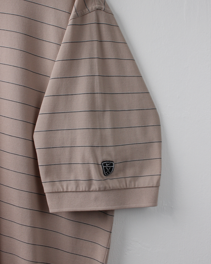 00s Nike Shield Logo Biege Striped Polo (XL)