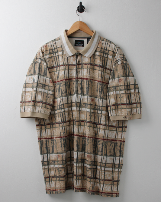90s Greg Norman Chequered Abstract Polo (L)