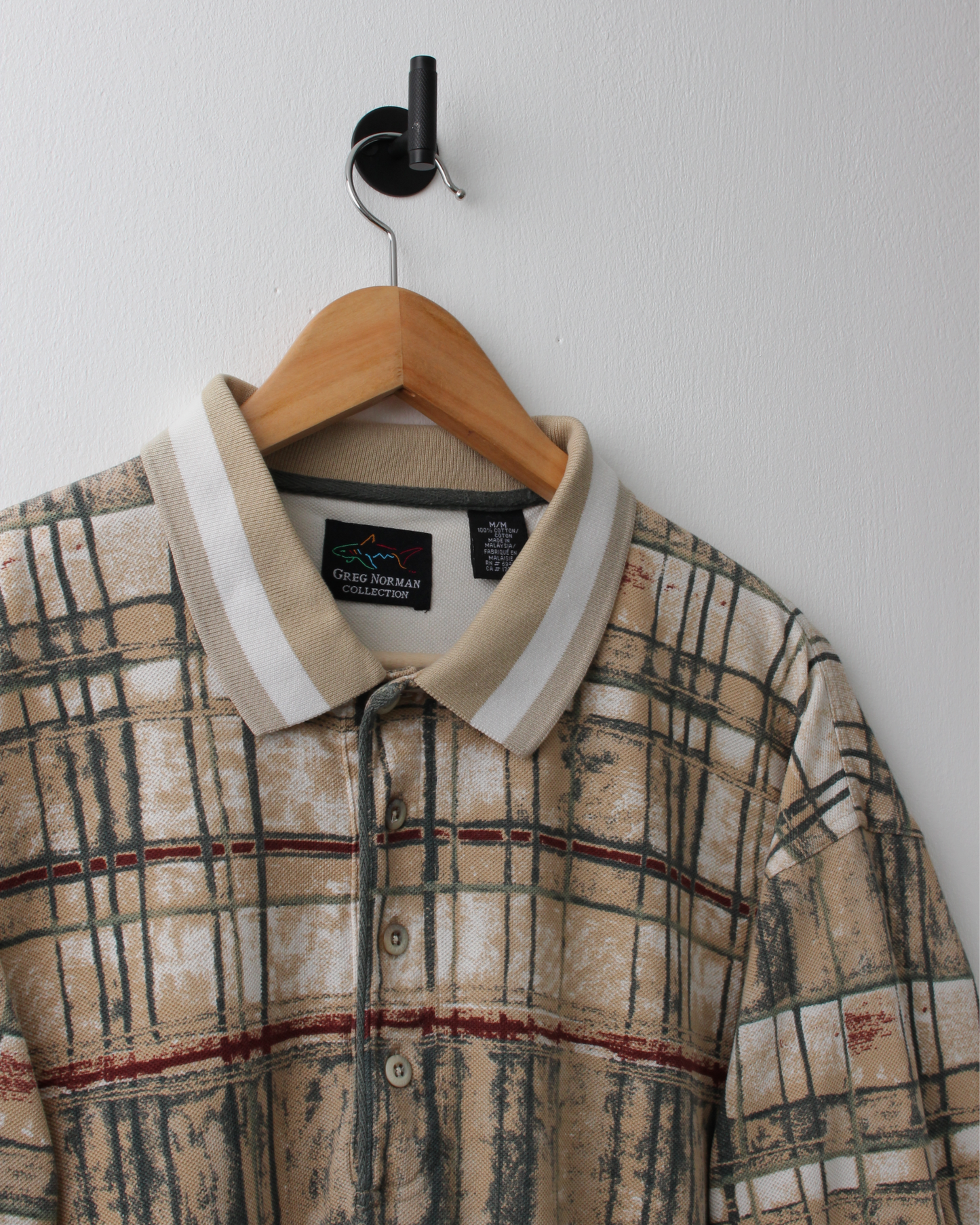 90s Greg Norman Chequered Abstract Polo (L)