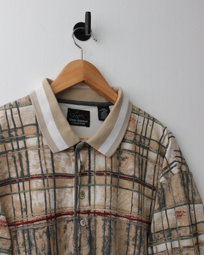 90s Greg Norman Chequered Abstract Polo (L)