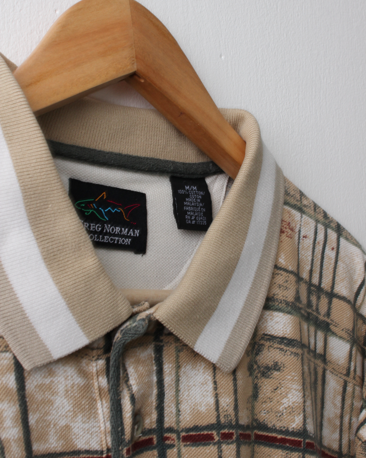 90s Greg Norman Chequered Abstract Polo (L)