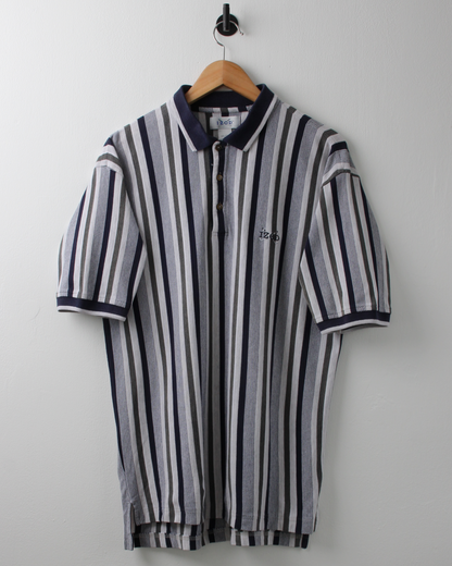 90s IZOD Navy & Green Vertical Stripe Polo (M)