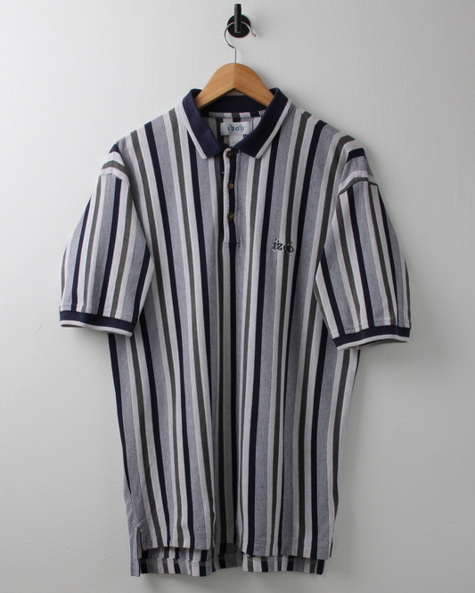 90s IZOD Navy & Green Vertical Stripe Polo (M)