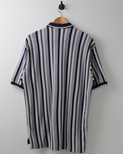 90s IZOD Navy & Green Vertical Stripe Polo (M)