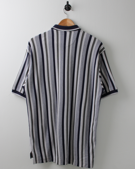 90s IZOD Navy & Green Vertical Stripe Polo (M)