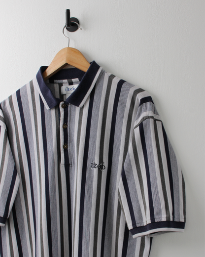 90s IZOD Navy & Green Vertical Stripe Polo (M)
