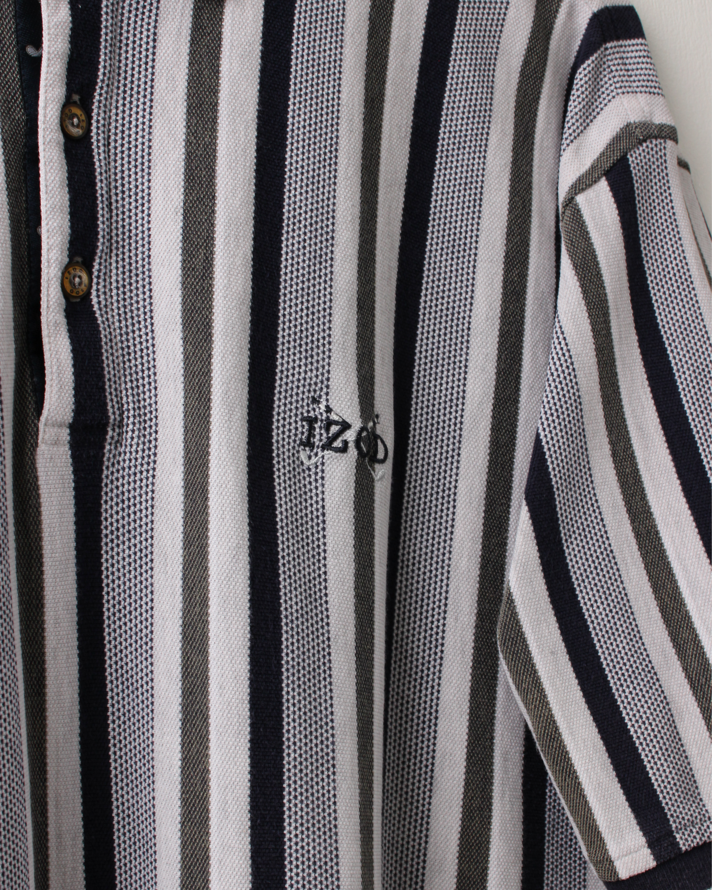 90s IZOD Navy & Green Vertical Stripe Polo (M)