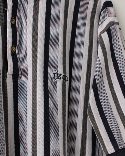 90s IZOD Navy & Green Vertical Stripe Polo (M)