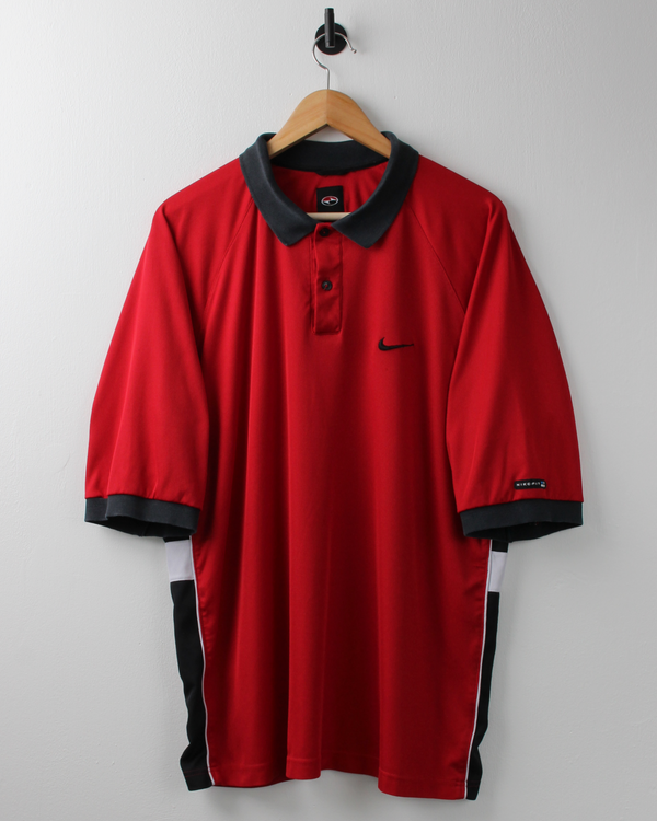 90s Nike Tiger Woods Yin Yang Red & Black Polo (XL)