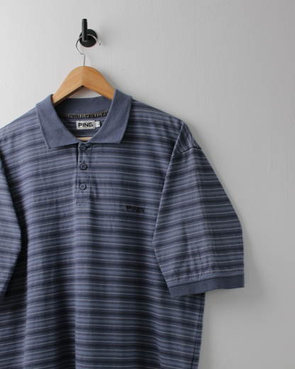 00s Ping Blue Striped Polo (M)