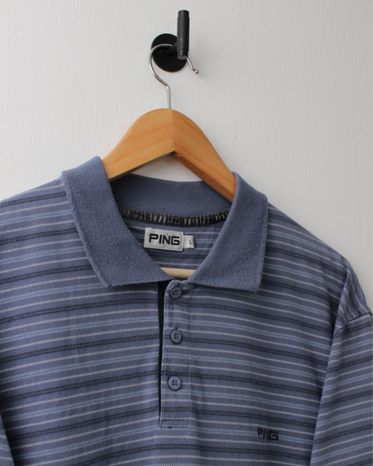 00s Ping Blue Striped Polo (M)