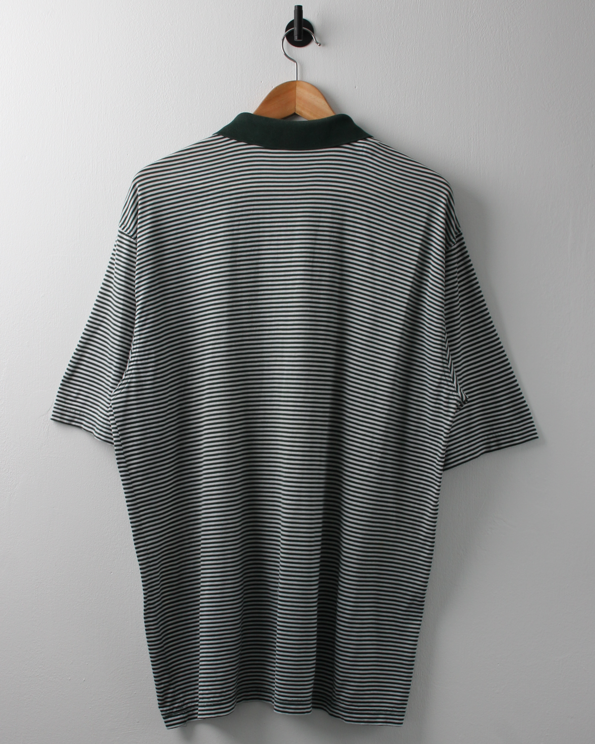 90s Masters Green & White Striped Polo (L)
