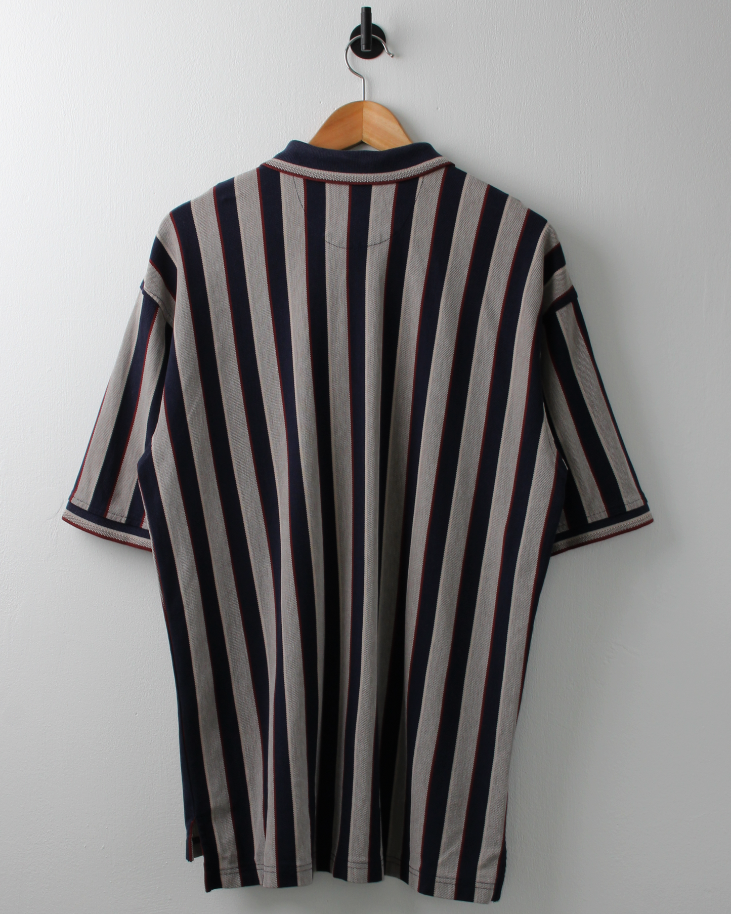 90s IZOD Navy Vertical Striped Polo (L)