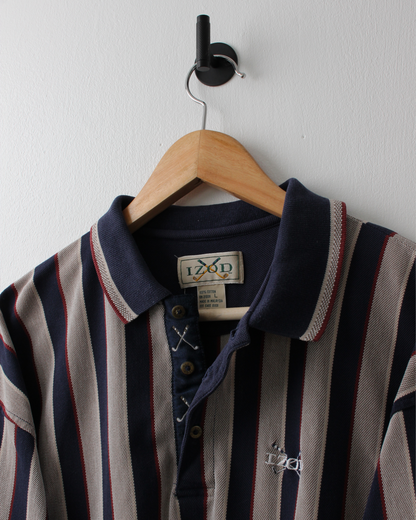90s IZOD Navy Vertical Striped Polo (L)
