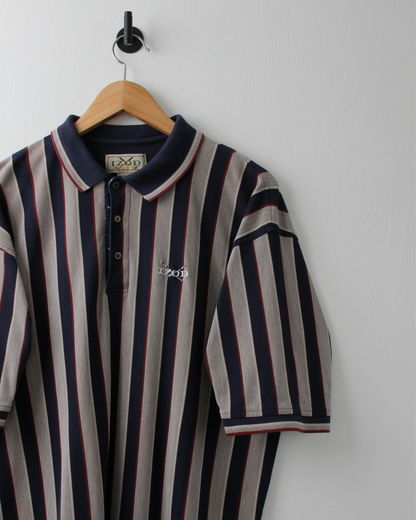 90s IZOD Navy Vertical Striped Polo (L)