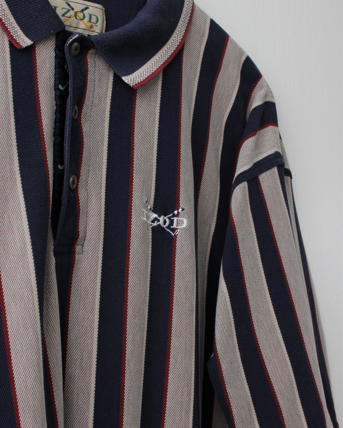90s IZOD Navy Vertical Striped Polo (L)