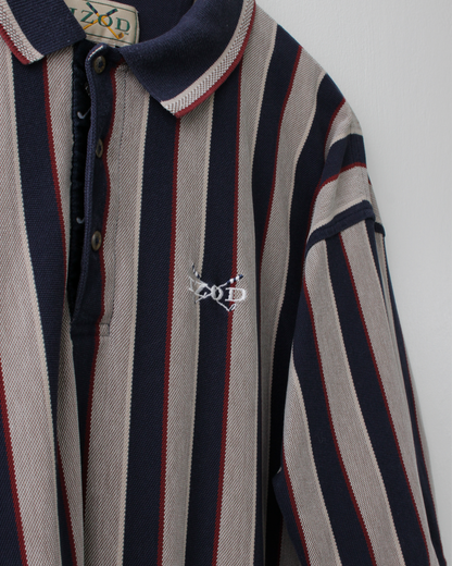 90s IZOD Navy Vertical Striped Polo (L)
