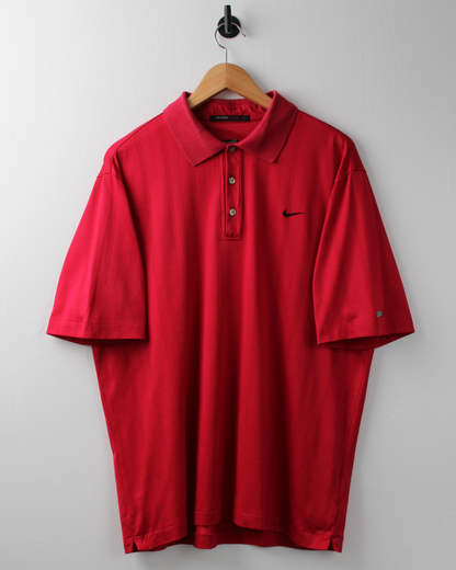 00s Nike Tiger Woods Red Textured Polo (L)