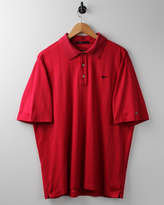 00s Nike Tiger Woods Red Textured Polo (L)