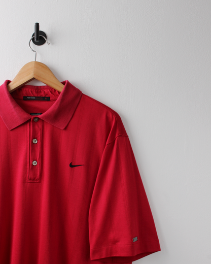 00s Nike Tiger Woods Red Textured Polo (L)