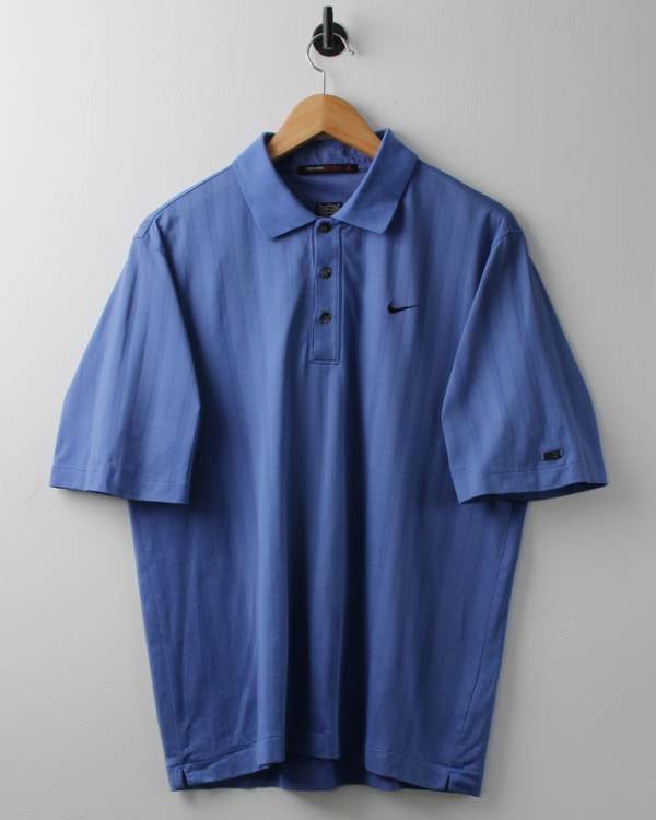 00s Nike Tiger Woods Blue Textured Polo (M)