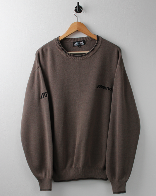 00s Mizuno Brown Crewneck Knit Jumper (M)