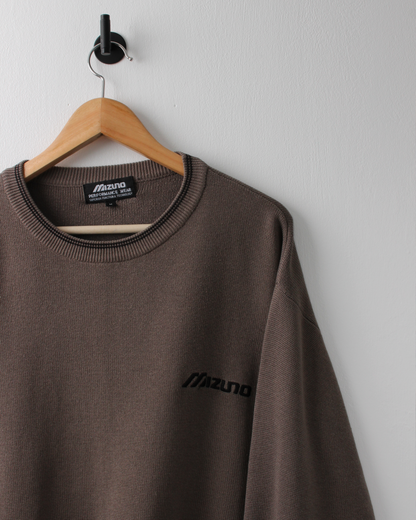 00s Mizuno Brown Crewneck Knit Jumper (M)