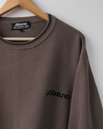 00s Mizuno Brown Crewneck Knit Jumper (M)