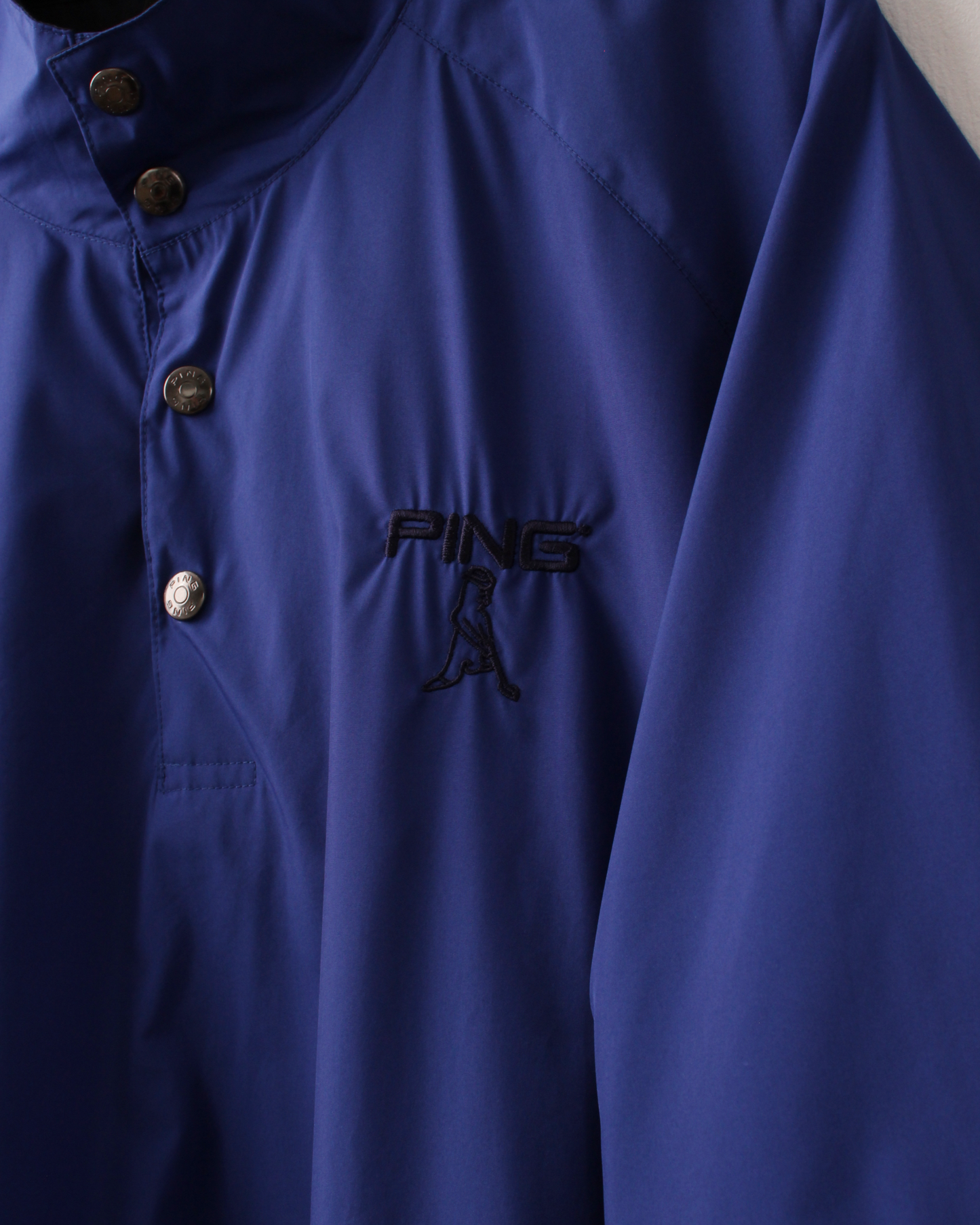90s Ping ‘Mr Ping’ Logo Blue Short Sleeve Windbreaker (L)