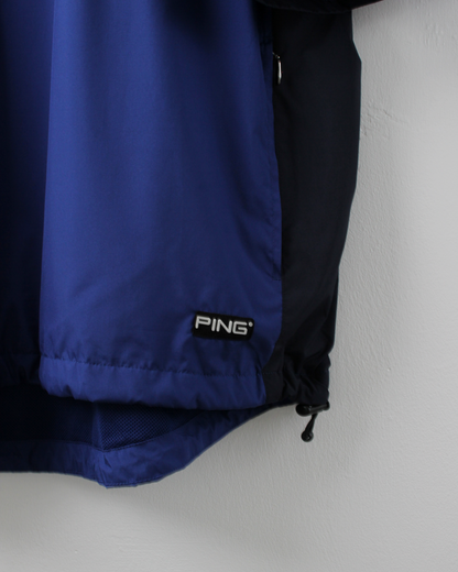 90s Ping ‘Mr Ping’ Logo Blue Short Sleeve Windbreaker (L)