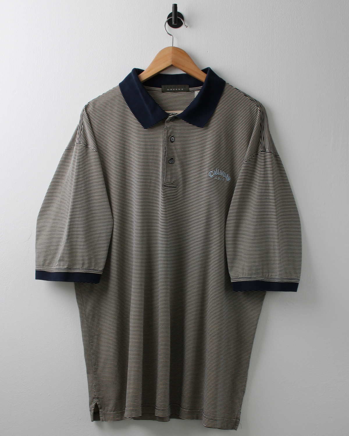90s Callaway Yellow & Navy Striped Polo (L)