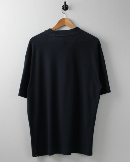 00s Callaway Navy Textured Cotton Mock Neck (L)