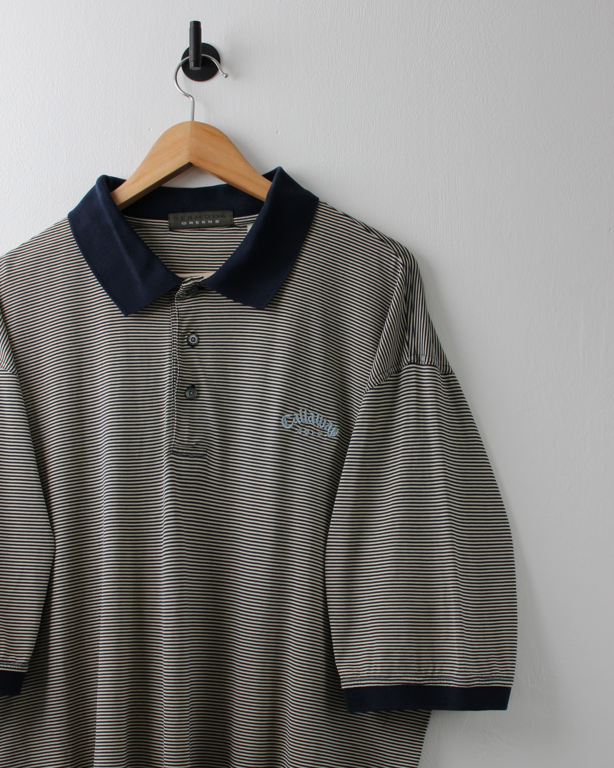 90s Callaway Yellow & Navy Striped Polo (L)