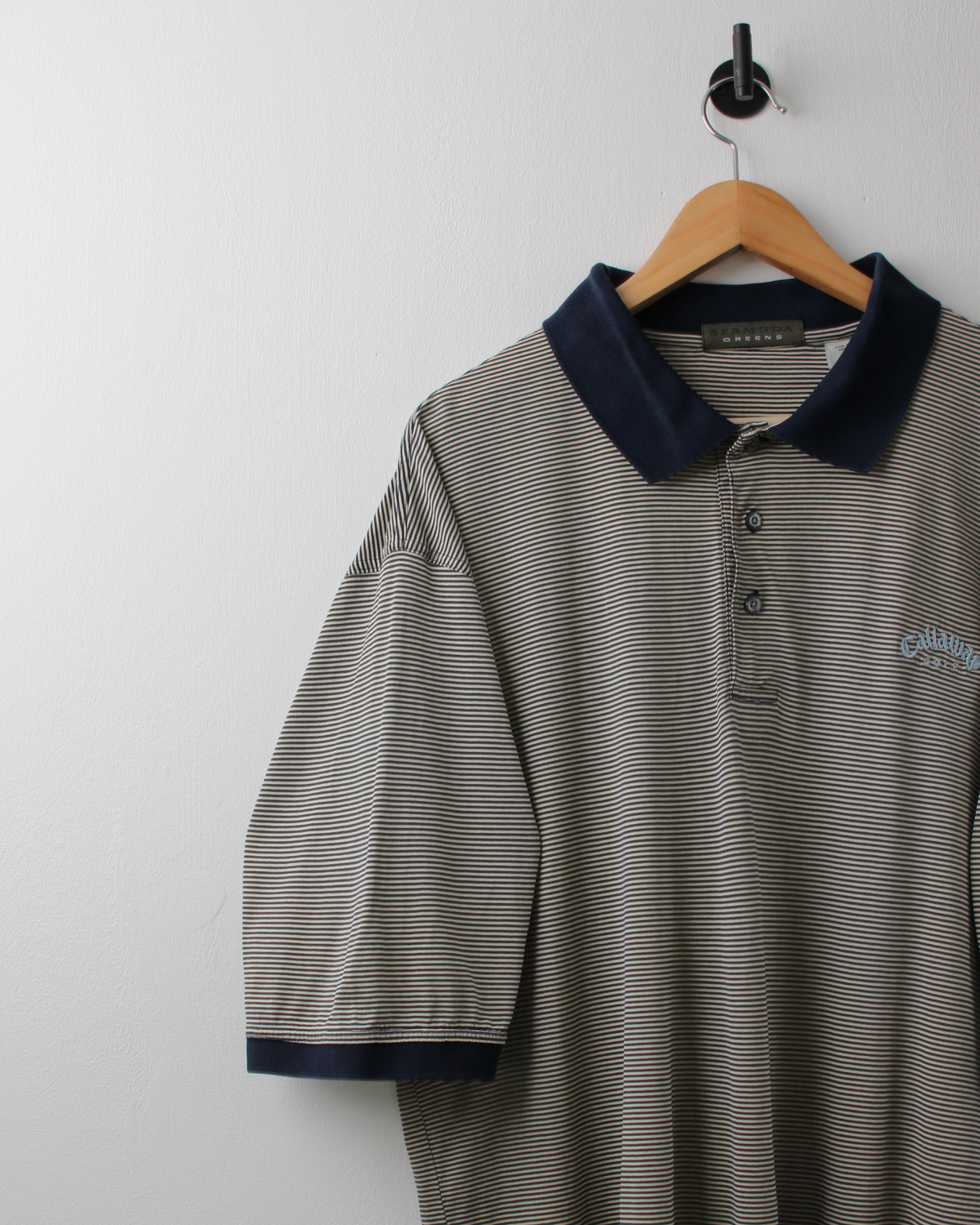 90s Callaway Yellow & Navy Striped Polo (L)