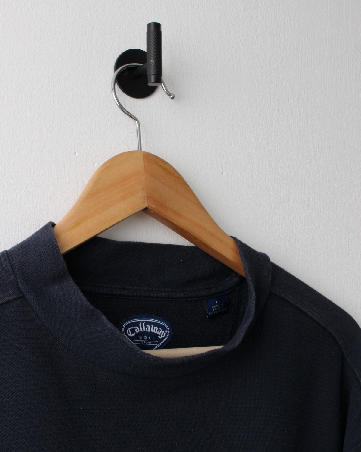00s Callaway Navy Textured Cotton Mock Neck (L)