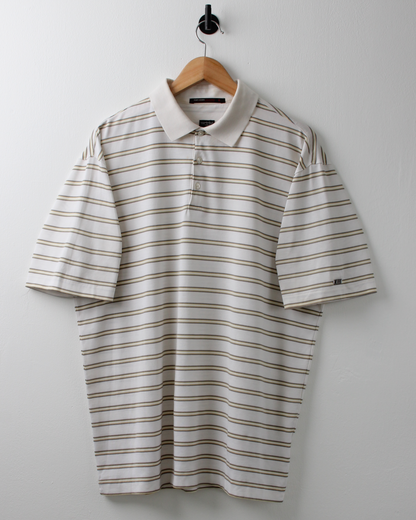 00s Nike Tiger Woods White & Yellow Striped Polo (L)