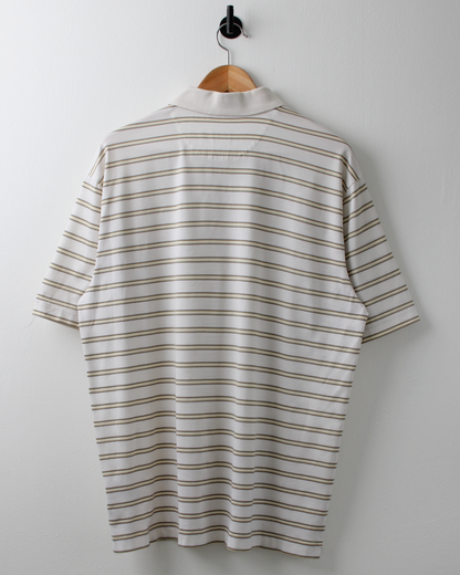 00s Nike Tiger Woods White & Yellow Striped Polo (L)